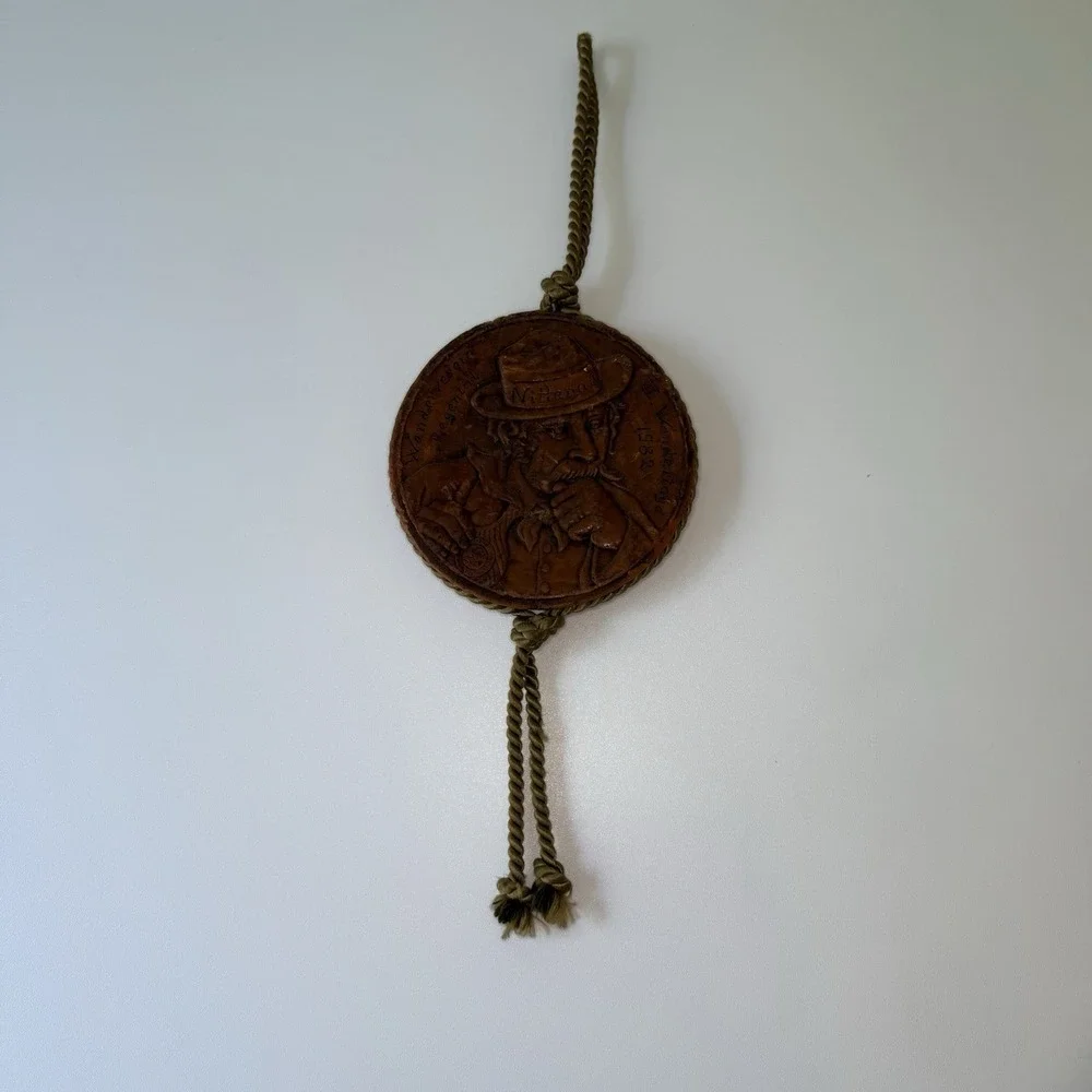 Vtg German Walldurn Wax Medallion Wandertag Hiking 1982 Nittenau Folk‎ Art Wall